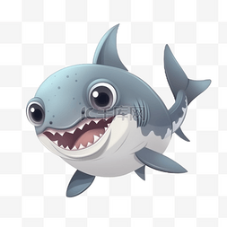 尖嘴鱼鲨鱼图片_卡通可爱手绘动物小动物元素鲨鱼