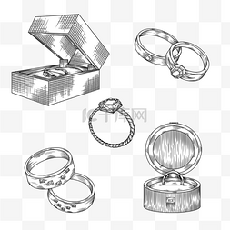 婚礼结婚浪漫手绘图片_婚礼戒指单品黑色雕刻风格