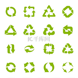 资源回收循环利用图片_循环箭头垃圾圆形三角形和方形回