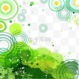 韩国绿色水彩抽象边框