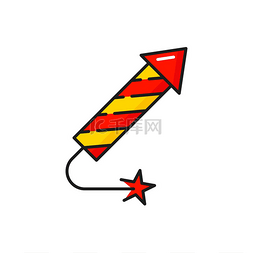 红色的新年烟花图片_节日火箭孤立的新年圣诞节爆竹图