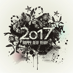 泼墨图片_模板垃圾2017新年快乐泼墨设计横