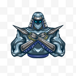 忍者刺客游戏徽标蓝灰色服装
