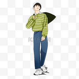 插画美男子图片_时尚穿搭服装男模