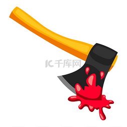 锋利图片_带血的斧头的万圣节快乐插图。