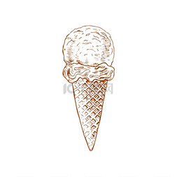 华夫饼底纹图片_夏季甜点华夫饼冰淇淋矢量冷冻冰