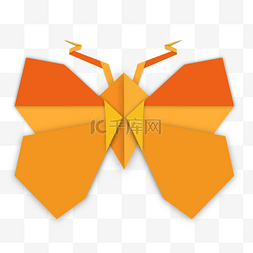 蝴蝶折纸抽象几何橙色蝴蝶图案
