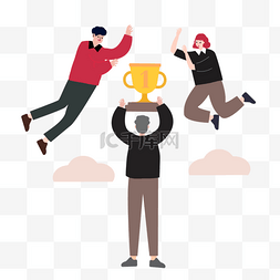体育图片_商务人物举着奖杯