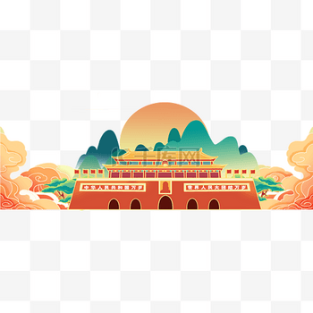 中国风国潮国庆国庆节天安门装饰