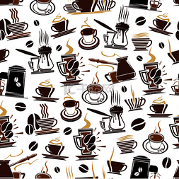咖啡馆或咖啡馆的咖啡图案背景。