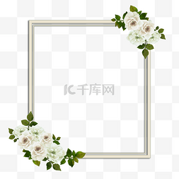 花卉边框装饰图案图片_玫瑰花植物花卉白色长方形边框