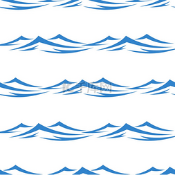 起伏的蓝色海洋海浪无缝背景图案