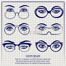 高效去油海报图片_女人眼睛戴着眼镜笔海报。