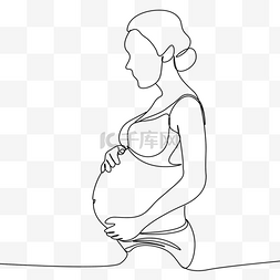 孕妇宝宝图片_抽象线条画孕妇侧身