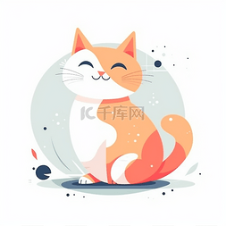 小动物扁平设计猫可爱简约背景