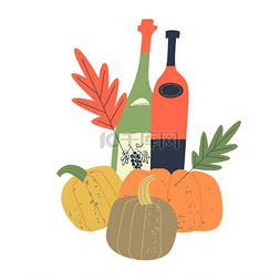 博若莱红葡萄酒图片_矢量图和瓶装年轻的葡萄酒、明亮