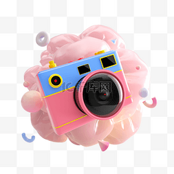 拍摄仪图片_照相机粉色抽象几何3d创意