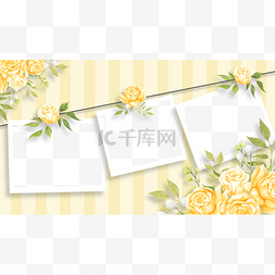 浪漫花瓣主图图片_花卉相册黄色唯美浪漫玫瑰花边框
