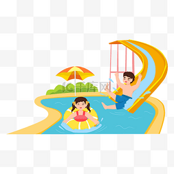 滑梯图片_水上乐园玩水儿童