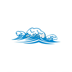 蓝色海浪图标图片_海上风暴或海洋孤立图标风吹着矢