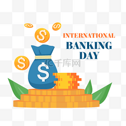 国际银行日图片_黄色金币钱袋国际银行日