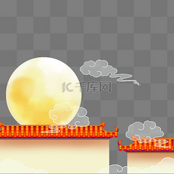 古风图片_中秋中秋节房檐屋檐月亮中式建筑