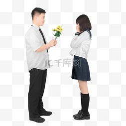 情侣早上男女室内鲜花