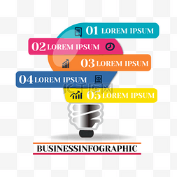 商业理念图片_3d独家数字商务灯灯泡信息图表矢
