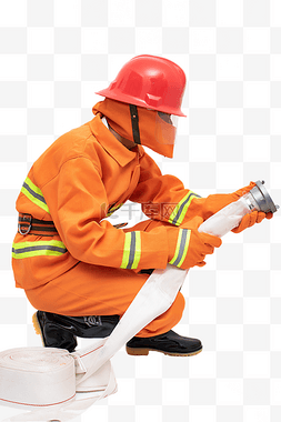 救火支援消防员救火拿水管姿势