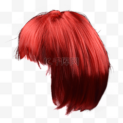 红色头发的女孩图片_假发红色女式发型