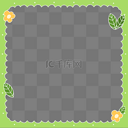春季春天涂鸦绿色叶子花朵边框