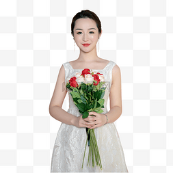 女人节图片_女生手拿鲜花一束