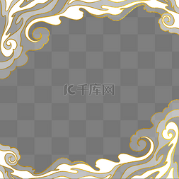新年边框图片_国潮风鎏金金边中式白色透明祥云