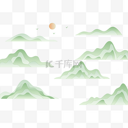 鲸鱼与落日图片_中国风山水底纹