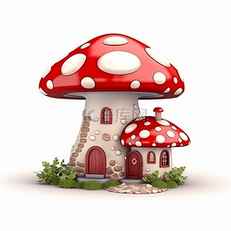 一个红色的蘑菇房子
