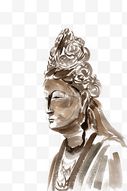 佛教雕像水墨