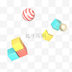 彩色圆球漂浮图片_3D立体漂浮圆球方块