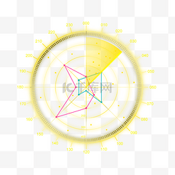 光效图片_雷达显示图抽象黄色光效渐变图形