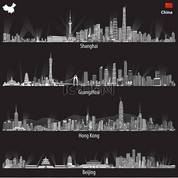 广州图片_上海、 香港、 广州和北京的天际