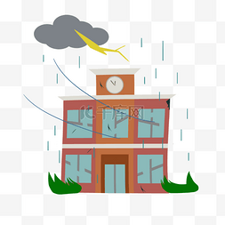 气候符号图片_雷雨灾害学校