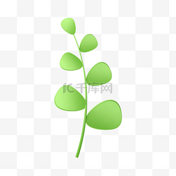 草图片_绿色C4D立体唯美剪纸小草植物