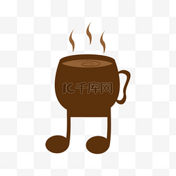 咖啡蛋糕店图片_音乐咖啡杯扁平风格创意棕色