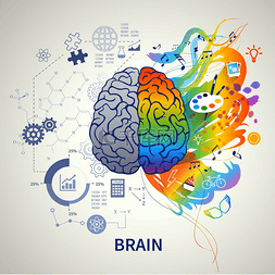 医疗研究人图片_大脑功能概念信息图符号描绘左侧