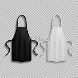 黑色透明图图片_矢量图上的黑白围裙。两个厨房围