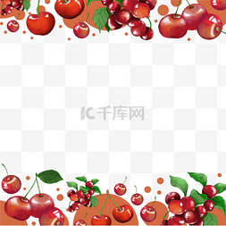 食品海报设计边框图片_樱桃树叶红色边框圆形