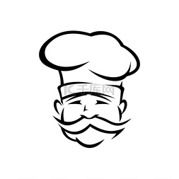 厨卫png格式图片_俄罗斯厨师孤立的轮廓男性肖像戴