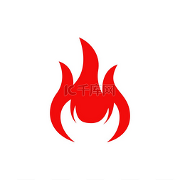 火焰隔离矢量图标红色篝火燃烧的