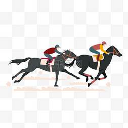 骑士图片_卡通马术赛马运动插画比赛中的两