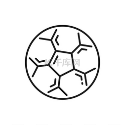 足球和足球隔离细线单色图标矢量