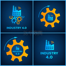 工厂和齿轮图标行业4.0 概念集